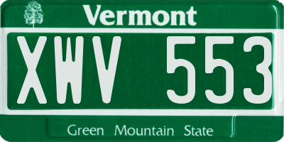 VT license plate XWV553