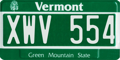 VT license plate XWV554