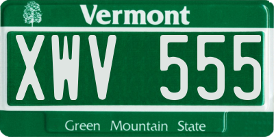 VT license plate XWV555