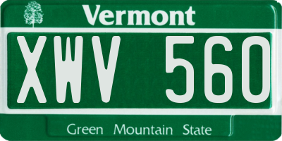VT license plate XWV560