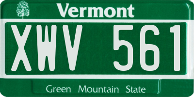 VT license plate XWV561