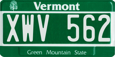 VT license plate XWV562