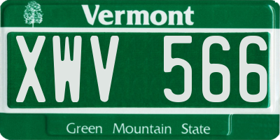 VT license plate XWV566