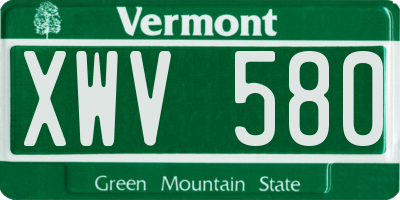 VT license plate XWV580