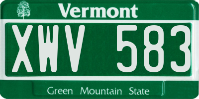 VT license plate XWV583