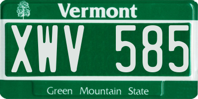 VT license plate XWV585