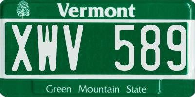 VT license plate XWV589