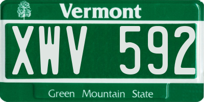 VT license plate XWV592