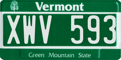 VT license plate XWV593