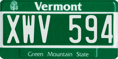 VT license plate XWV594