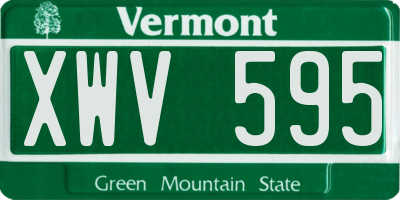 VT license plate XWV595
