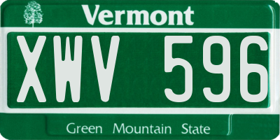 VT license plate XWV596