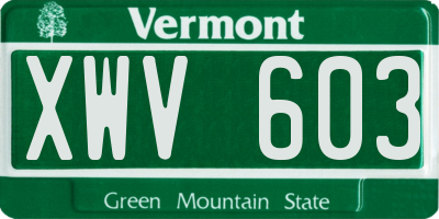 VT license plate XWV603