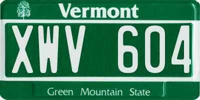 VT license plate XWV604