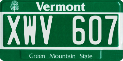 VT license plate XWV607
