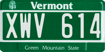 VT license plate XWV614
