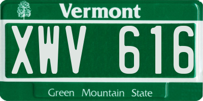 VT license plate XWV616