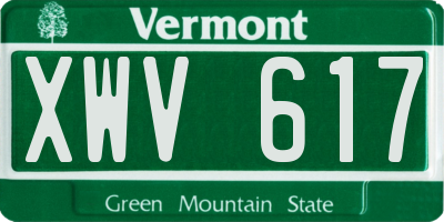 VT license plate XWV617