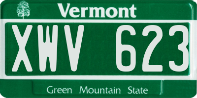 VT license plate XWV623