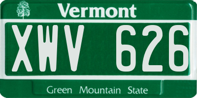 VT license plate XWV626