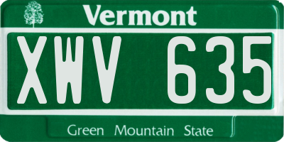 VT license plate XWV635