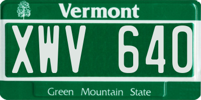 VT license plate XWV640