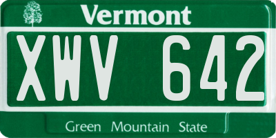 VT license plate XWV642