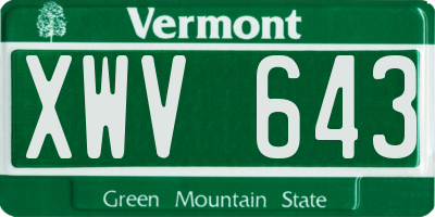 VT license plate XWV643