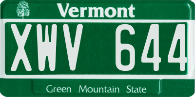 VT license plate XWV644