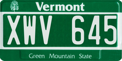 VT license plate XWV645