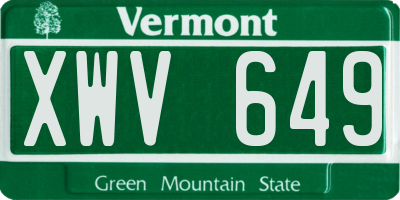 VT license plate XWV649