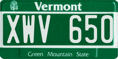 VT license plate XWV650