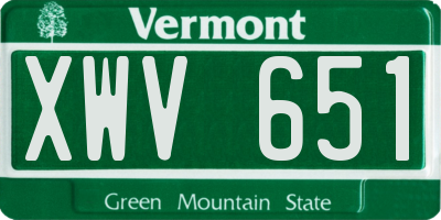 VT license plate XWV651