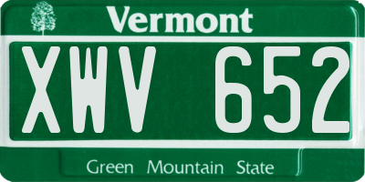 VT license plate XWV652