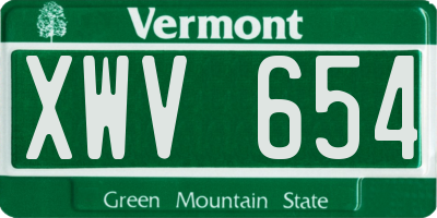 VT license plate XWV654