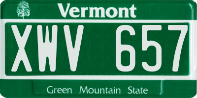 VT license plate XWV657