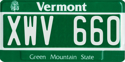 VT license plate XWV660