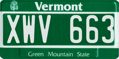 VT license plate XWV663