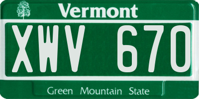 VT license plate XWV670
