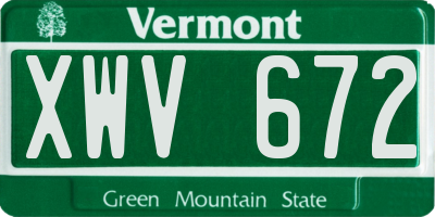 VT license plate XWV672