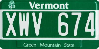 VT license plate XWV674