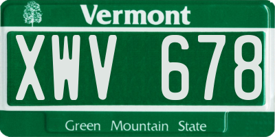 VT license plate XWV678