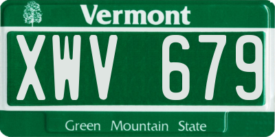 VT license plate XWV679