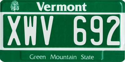 VT license plate XWV692