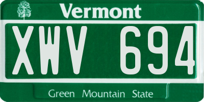 VT license plate XWV694
