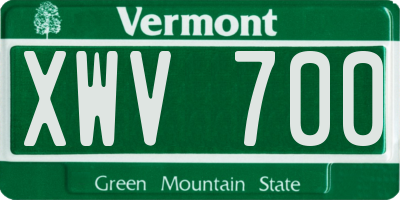 VT license plate XWV700