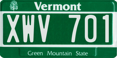 VT license plate XWV701