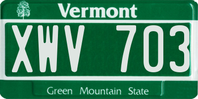VT license plate XWV703