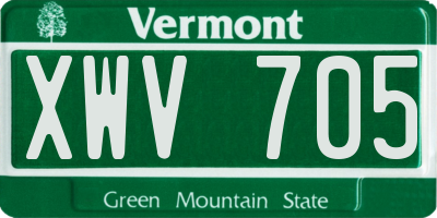 VT license plate XWV705