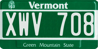 VT license plate XWV708